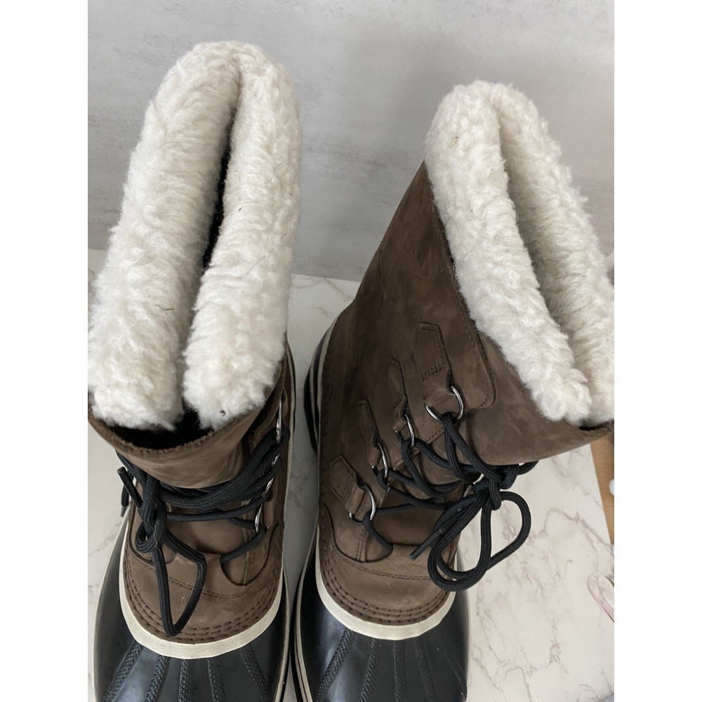 Sorel Caribou Waterproof Winter Boots Men's Sz 12 Brown Suede Insulated Snow - Picture 5 of 15